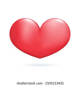 Heart icon in cartoon 3d plastic style, isolated on white background. Vector illustration 3d volumetric heart.