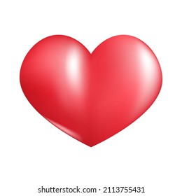 Heart icon in cartoon 3d plastic style, isolated on white background. Vector illustration 3d volumetric heart.