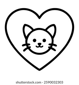 Heart icon with a cat pet love and rescue