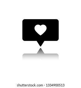 heart icon. Chat symbol with heart vector. icon with mirror shadow