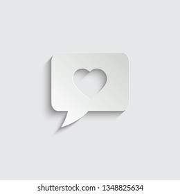 heart icon. Chat symbol with heart vector icon  with shadow on a grey background
