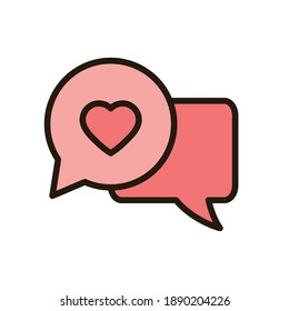 icono del corazón. Símbolo de conversación con vector del corazón. icono del día de San Valentín de signos de amor