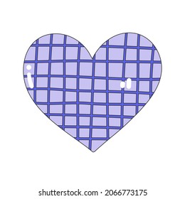 Heart icon with a checkered pattern. Nostalgia for the 2000 years. Y2k style. Simple flat linear vector illustration of a heart isolated on a white background.