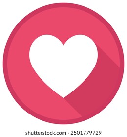 Icono de corazón en círculo con una sombra larga.