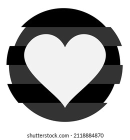 Herzsymbol in einem Kreis. Rahmenvektor Form Liebeszeichen einzeln auf Hintergrund.