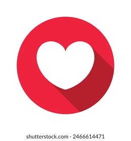 Heart Icon In Circle With Shadow Button For Website And Mobile App. Vector illustration