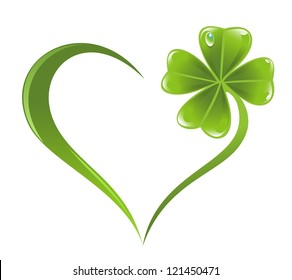 Heart Icon With Clover Leaf Icon