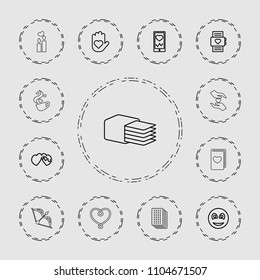 Heart icon. collection of 13 heart outline icons such as i love you, smiley, bow, bandage. editable heart icons for web and mobile.