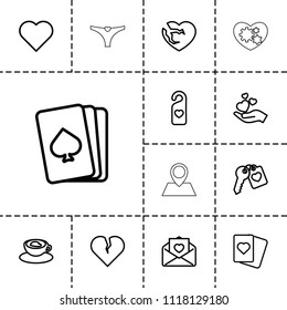 Heart icon. collection of 13 heart outline icons such as playing card, spades, love letter. editable heart icons for web and mobile.