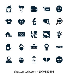 Heart icon. collection of 25 heart filled icons such as house, emot in love, love letter, love word, cardiogram. editable heart icons for web and mobile.