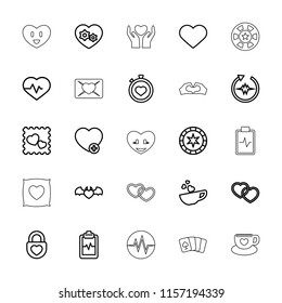 Heart icon. collection of 25 heart outline icons such as casino chip, heartbeat, stopwatch, add favorite, playing card. editable heart icons for web and mobile.