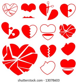 Heart icon collection (6) - broken vector