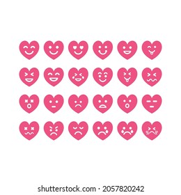 Heart icon collection with emoticons