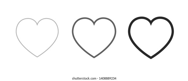 Heart icon collection. Live stream video, chat, likes. Social media.