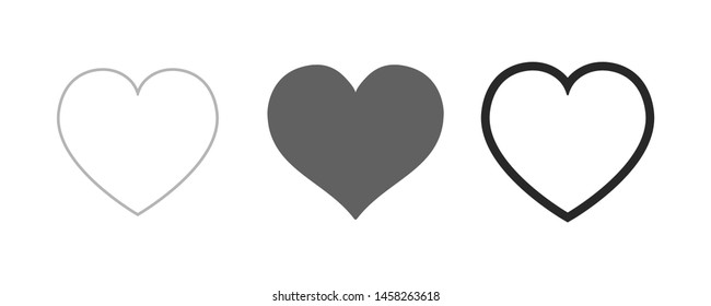 Heart icon collection. Live stream video, chat, likes. Social media.