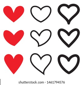 Heart icon collection, love symbols template, vector illustration