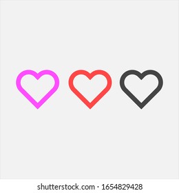 Heart icon collection, love symbols. Vector