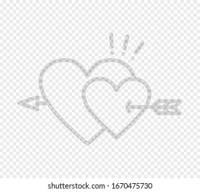 Heart icon collection on transparent background