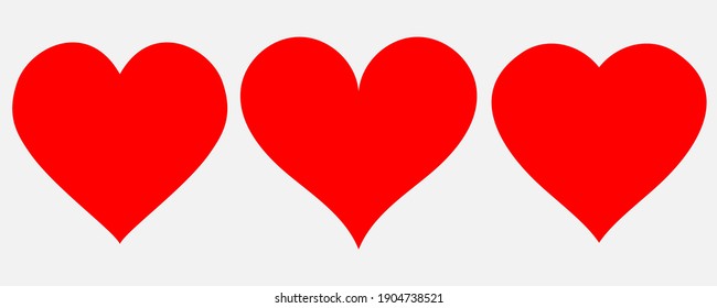 Heart of icon Collection symbol of Love. Heart shape. Social nets, red heart web buttons. Like icon. Web design. Flat style. Vector illustrations. 