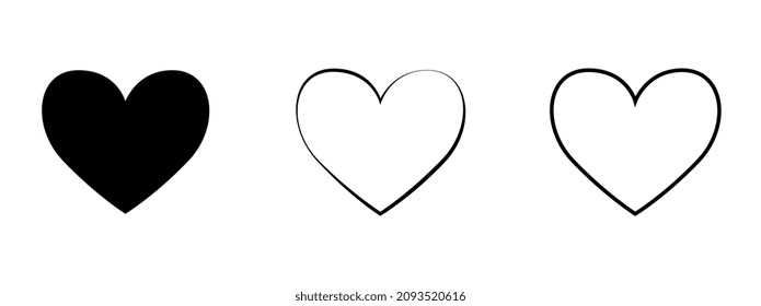 Heart icon collection. Valentine's Day sign. Live stream video, chat, likes, love symbol . Social media. Vector illustration.