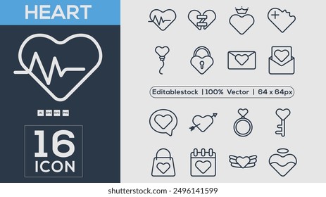 Icono de corazón ilustrador de Vector de colección