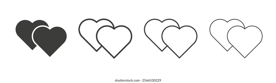 Heart icon collection for website design, app, UI design.