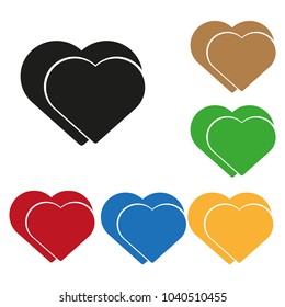 Heart Icon, color set.. Flat design style