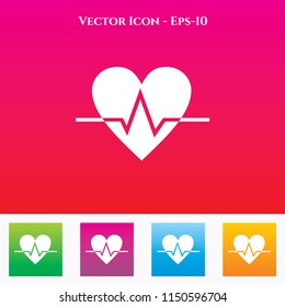 Heart Icon in Colored Square box. eps-10