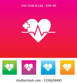 Heart Icon in Colored Square box. eps-10