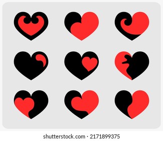 Heart icon in colorful line style for web and app, valentine heart shape vector illustration