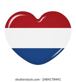 Heart icon in the colors of the Netherlands flag, isolated on a transparent background. Vector illustration