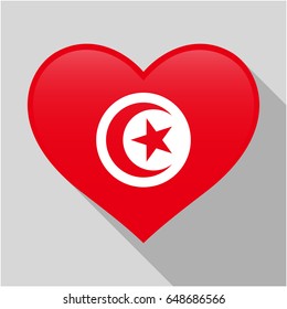 Heart icon with a combination of Tunisia country flag