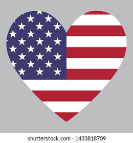 Heart icon with a combination of United States of America country flag