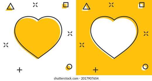 Heart icon in comic style. Love cartoon vector illustration on white isolated background. Romantic splash effect business concept.