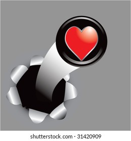 heart icon coming out paper hole