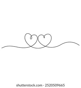 Heart icon  continuous one line drawing outline vector illustration 