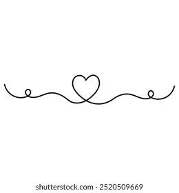 Icono de corazón Ilustración vectorial de contorno de dibujo de una línea continua 