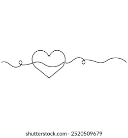 Heart icon  continuous one line drawing outline vector illustration 