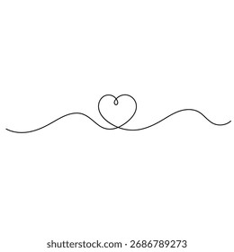 Icono de corazón dibujo de una línea continua de Ilustración vectorial de contorno 