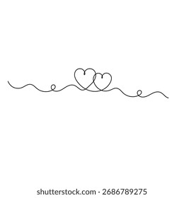Heart icon continuous one line drawing of outline vector illustration 