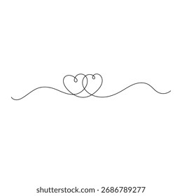 Icono de corazón dibujo de una línea continua de Ilustración vectorial de contorno 