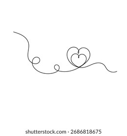 Heart icon continuous one line drawing of outline vector illustration 