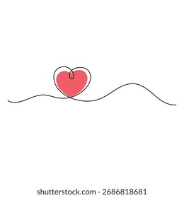 Icono de corazón dibujo de una línea continua de Ilustración vectorial de contorno 