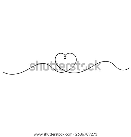 Heart icon continuous one line drawing of outline vector illustration 
