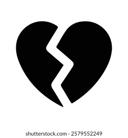 Heart Icon. Cracked Heart Icon. Broken Heart. Symbol of Broken Love and Broken Heart.