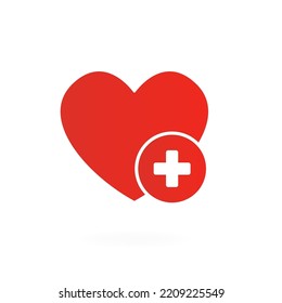 Heart icon with a cross, health. Vector illustration