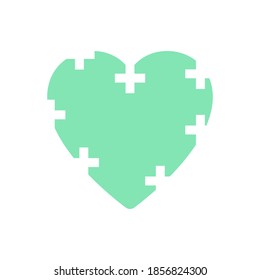 Icono del corazón. Icono del corazón con cruces por dentro. Icono de corazón verde vector con cruces médicas blancas. Concepto de corazón. Ilustración vectorial.