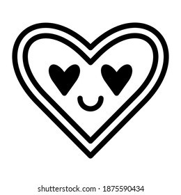 Icono cardíaco, Corto corazón e ilustración del vector facial. Icono de línea y estilo plano Aislado en fondo blanco. Pasos 10