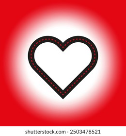 Heart icon with dashed outline. Red and white gradient background. Love symbol.