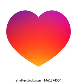 Heart Icon. Degrade Gradient Gradient Instagram Style Colorful Bright Symbol of Like, Love, Health, Valentine's day. Vector isolated sign. Trendy multicolor logo